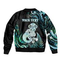 Personalised New Zealand Maori Taniwha Bomber Jacket Silver Fern Paua Shell Version LT05 - Polynesian Pride