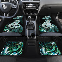Personalised New Zealand Maori Taniwha Car Mats Silver Fern Paua Shell Version LT05 Set 4pcs Turquoise - Polynesian Pride