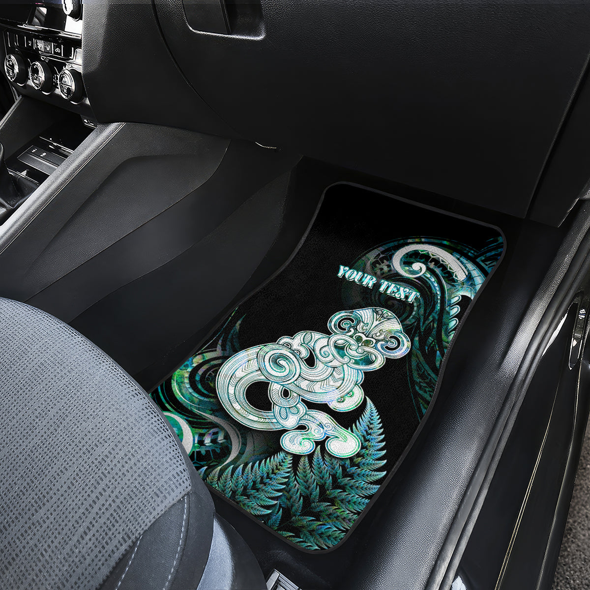 Personalised New Zealand Maori Taniwha Car Mats Silver Fern Paua Shell Version LT05 - Polynesian Pride