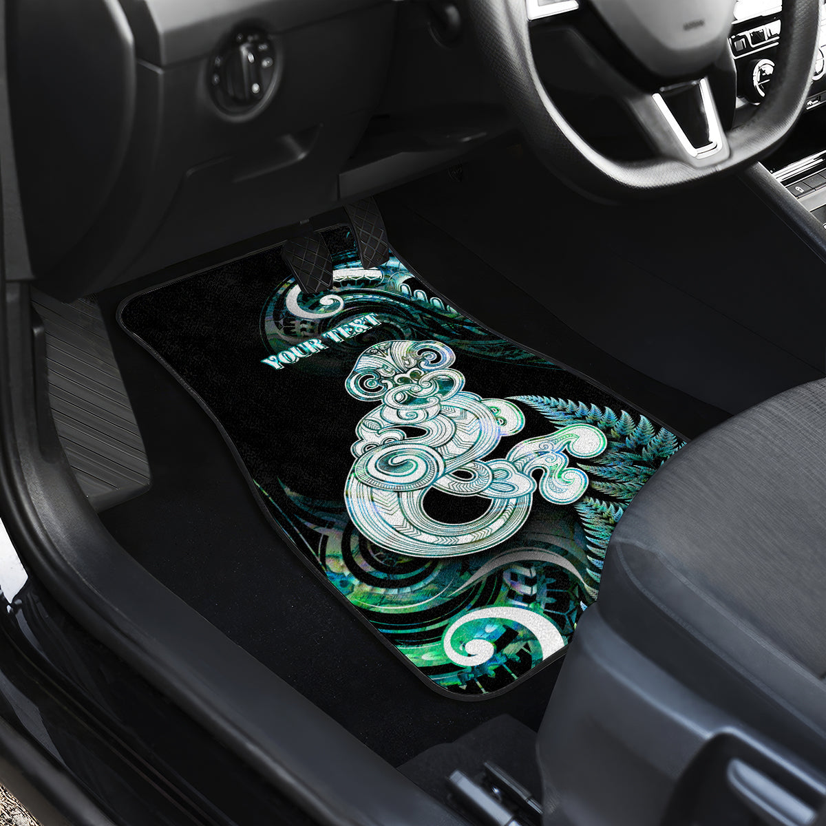 Personalised New Zealand Maori Taniwha Car Mats Silver Fern Paua Shell Version LT05 - Polynesian Pride