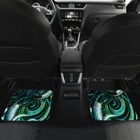 Personalised New Zealand Maori Taniwha Car Mats Silver Fern Paua Shell Version LT05 Set 2pcs - Back Turquoise - Polynesian Pride