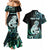 Personalised New Zealand Maori Taniwha Couples Matching Mermaid Dress and Hawaiian Shirt Silver Fern Paua Shell Version