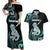 Personalised New Zealand Maori Taniwha Couples Matching Off Shoulder Maxi Dress and Hawaiian Shirt Silver Fern Paua Shell Version