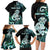 Personalised New Zealand Maori Taniwha Family Matching Long Sleeve Bodycon Dress and Hawaiian Shirt Silver Fern Paua Shell Version