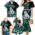 Personalised New Zealand Maori Taniwha Family Matching Mermaid Dress and Hawaiian Shirt Silver Fern Paua Shell Version