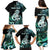 Personalised New Zealand Maori Taniwha Family Matching Puletasi and Hawaiian Shirt Silver Fern Paua Shell Version