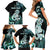 Personalised New Zealand Maori Taniwha Family Matching Short Sleeve Bodycon Dress and Hawaiian Shirt Silver Fern Paua Shell Version