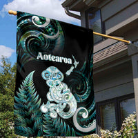 New Zealand Maori Taniwha Garden Flag Silver Fern Paua Shell Version LT05 - Polynesian Pride