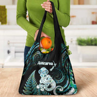 New Zealand Maori Taniwha Grocery Bag Silver Fern Paua Shell Version LT05 - Polynesian Pride