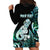 Personalised New Zealand Maori Taniwha Hoodie Dress Silver Fern Paua Shell Version