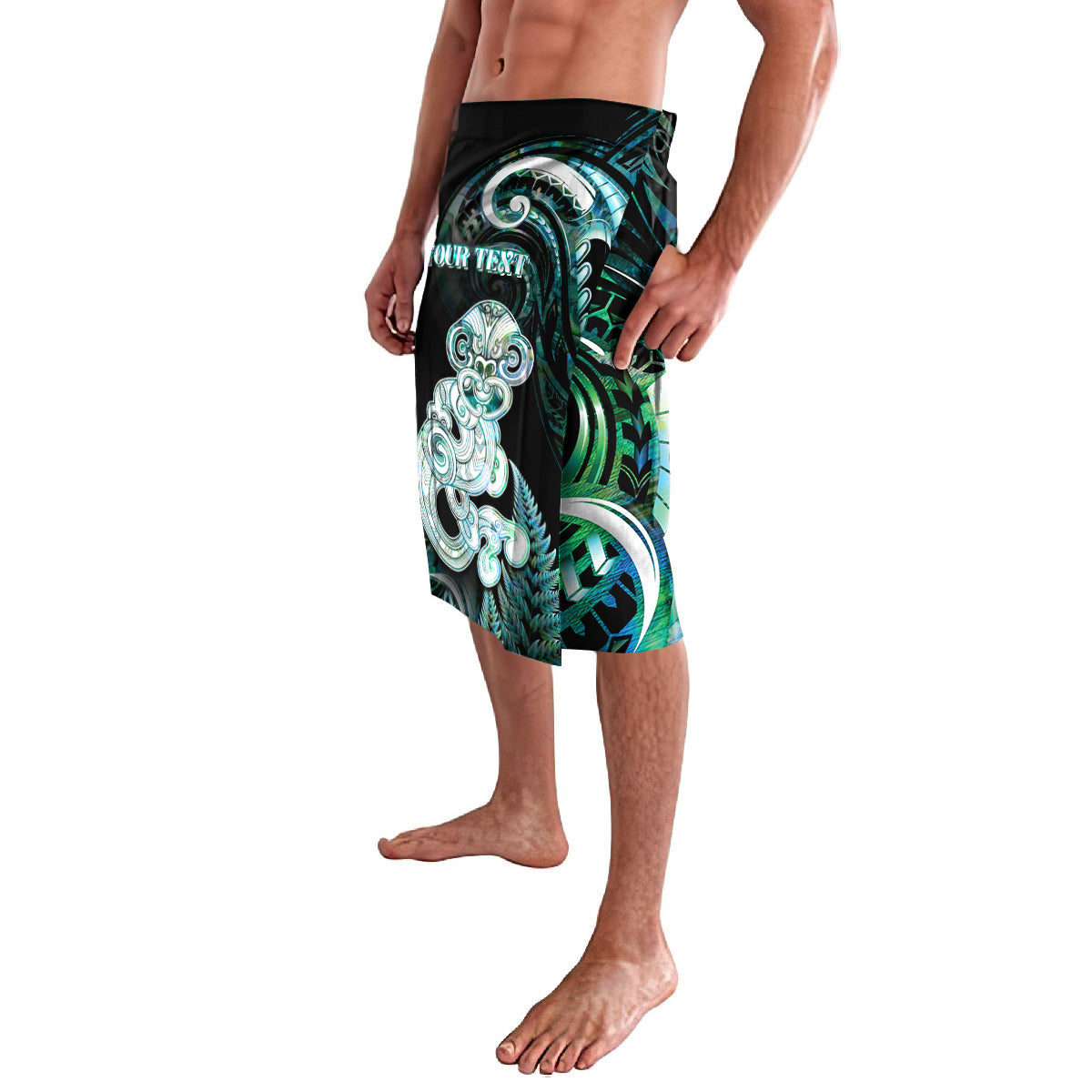 Personalised New Zealand Maori Taniwha Lavalava Silver Fern Paua Shell Version LT05 - Polynesian Pride
