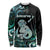 Personalised New Zealand Maori Taniwha Long Sleeve Shirt Silver Fern Paua Shell Version