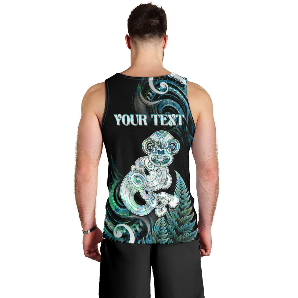 Personalised New Zealand Maori Taniwha Men Tank Top Silver Fern Paua Shell Version LT05 - Polynesian Pride