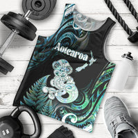 Personalised New Zealand Maori Taniwha Men Tank Top Silver Fern Paua Shell Version LT05 - Polynesian Pride