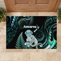 New Zealand Maori Taniwha Rubber Doormat Silver Fern Paua Shell Version LT05 - Polynesian Pride