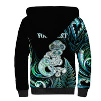 Personalised New Zealand Maori Taniwha Sherpa Hoodie Silver Fern Paua Shell Version LT05 - Polynesian Pride