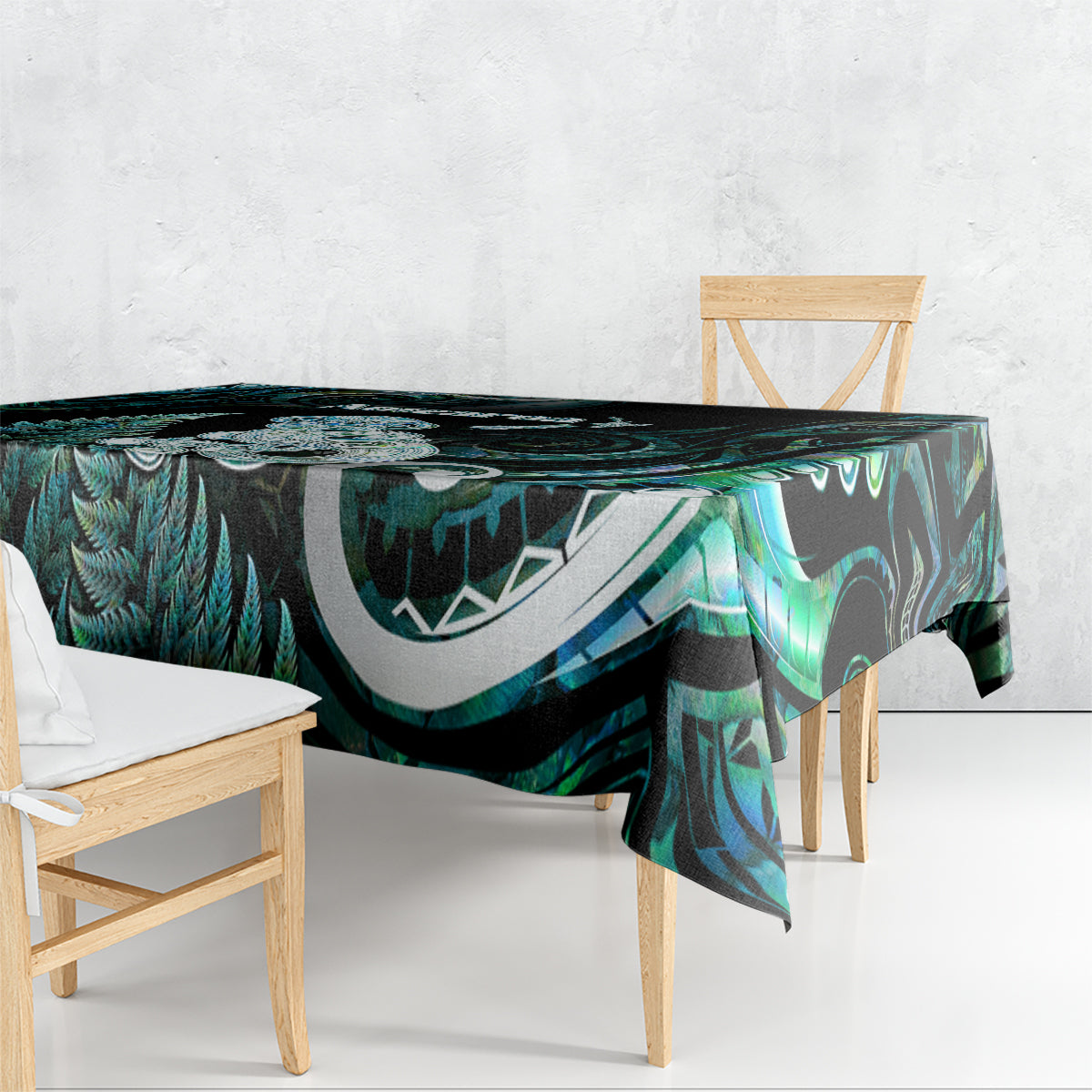 New Zealand Maori Taniwha Tablecloth Silver Fern Paua Shell Version LT05 - Polynesian Pride