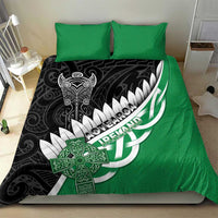 New Zealand And Ireland Rugby Bedding Set Silver Fern With Celtic Cross
