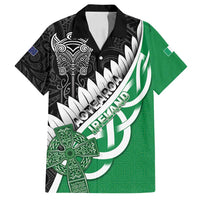 New Zealand And Ireland Rugby Custom Family Matching Off Shoulder Maxi Dress and Hawaiian Shirt Silver Fern With Celtic Cross
