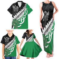 New Zealand And Ireland Rugby Custom Family Matching Tank Maxi Dress and Hawaiian Shirt Silver Fern With Celtic Cross