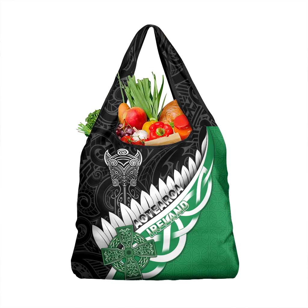 New Zealand And Ireland Rugby Grocery Bag Silver Fern With Celtic Cross