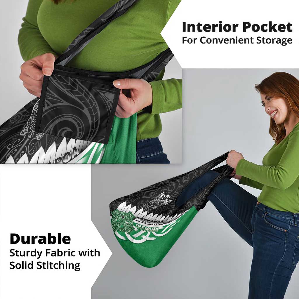 New Zealand And Ireland Rugby Grocery Bag Silver Fern With Celtic Cross