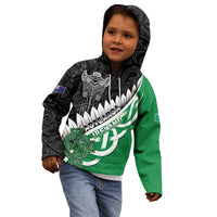 New Zealand And Ireland Rugby Custom Kid Hoodie Silver Fern With Celtic Cross