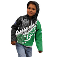 New Zealand And Ireland Rugby Custom Kid Hoodie Silver Fern With Celtic Cross