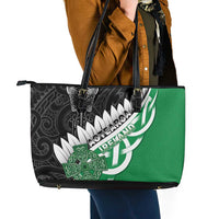 New Zealand And Ireland Rugby Leather Tote Bag Silver Fern With Celtic Cross