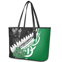 New Zealand And Ireland Rugby Leather Tote Bag Silver Fern With Celtic Cross