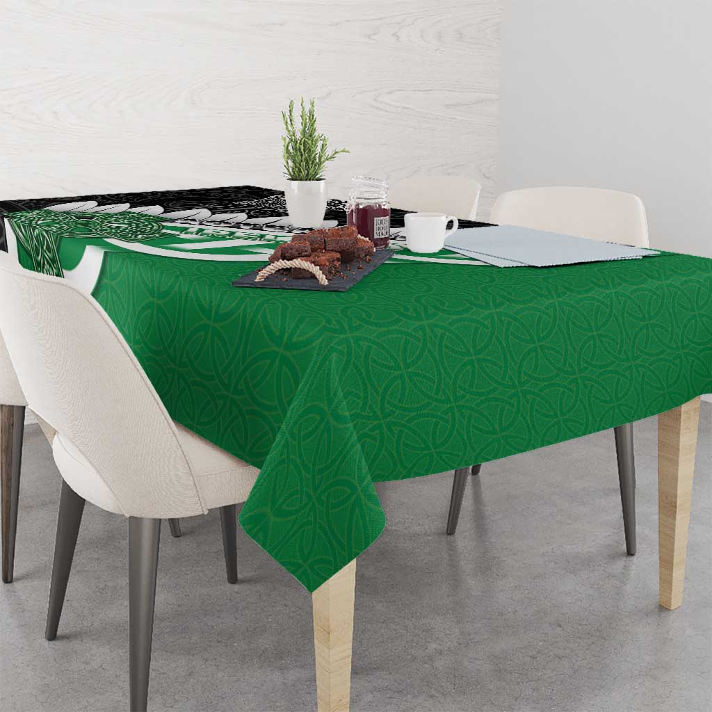 New Zealand And Ireland Rugby Tablecloth Silver Fern With Celtic Cross
