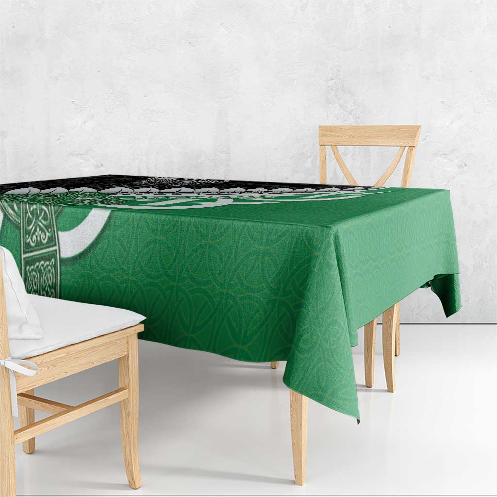 New Zealand And Ireland Rugby Tablecloth Silver Fern With Celtic Cross