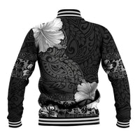 Hawaii Hibiscus With Black Polynesian Pattern Baseball Jacket LT05 - Polynesian Pride