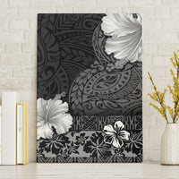 Hawaii Hibiscus With Black Polynesian Pattern Canvas Wall Art LT05 Without Frame Black - Polynesian Pride