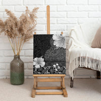 Hawaii Hibiscus With Black Polynesian Pattern Canvas Wall Art LT05 - Polynesian Pride