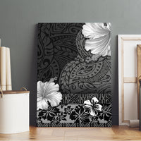 Hawaii Hibiscus With Black Polynesian Pattern Canvas Wall Art LT05 - Polynesian Pride