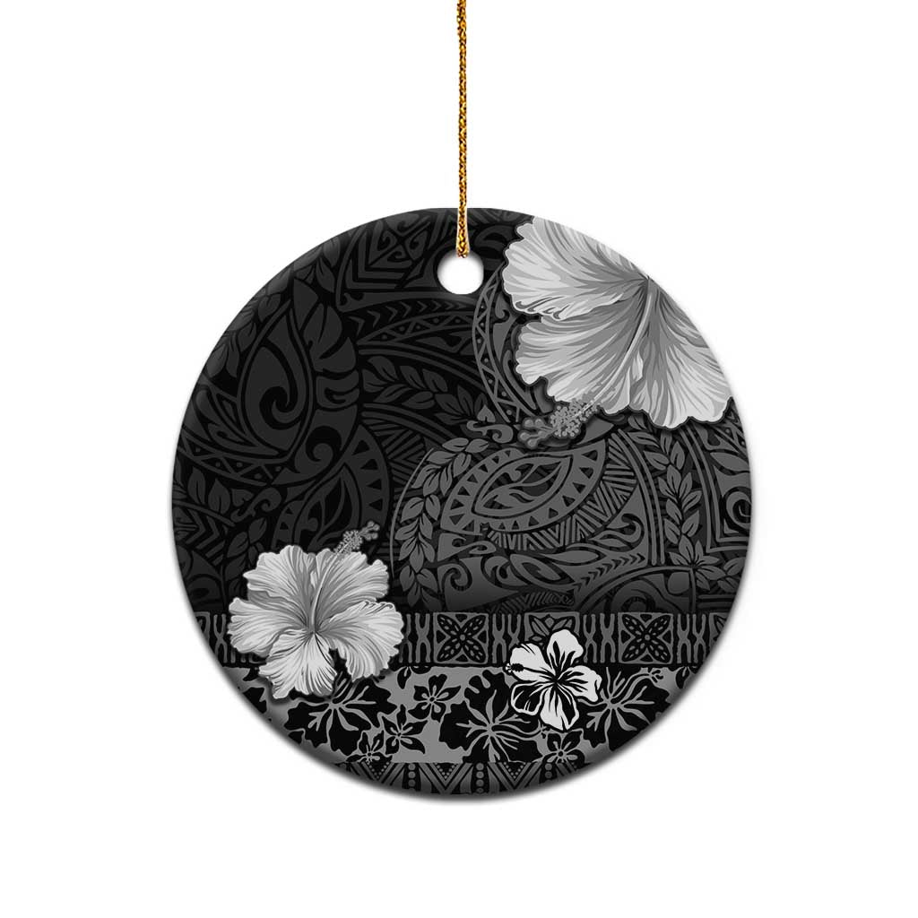 Hawaii Hibiscus With Black Polynesian Pattern Ceramic Ornament LT05 - Polynesian Pride