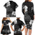 Hawaii Hibiscus With Black Polynesian Pattern Family Matching Long Sleeve Bodycon Dress and Hawaiian Shirt