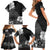 Hawaii Hibiscus With Black Polynesian Pattern Family Matching Short Sleeve Bodycon Dress and Hawaiian Shirt