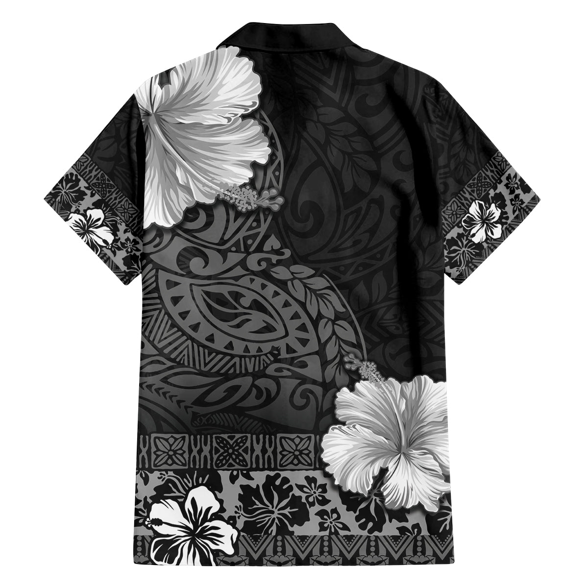 Hawaii Hibiscus With Black Polynesian Pattern Family Matching Tank Maxi Dress and Hawaiian Shirt