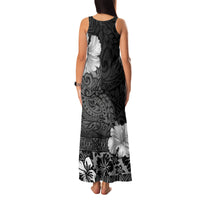 Hawaii Hibiscus With Black Polynesian Pattern Family Matching Tank Maxi Dress and Hawaiian Shirt