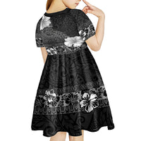 Hawaii Hibiscus With Black Polynesian Pattern Kid Short Sleeve Dress LT05 - Polynesian Pride
