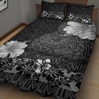 Hawaii Hibiscus With Black Polynesian Pattern Quilt Bed Set LT05 - Polynesian Pride