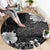 Hawaii Hibiscus With Black Polynesian Pattern Round Carpet