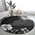 Hawaii Hibiscus With Black Polynesian Pattern Round Carpet