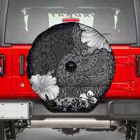 Hawaii Hibiscus With Black Polynesian Pattern Spare Tire Cover LT05 - Polynesian Pride