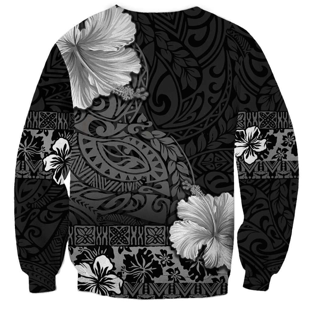 Hawaii Hibiscus With Black Polynesian Pattern Sweatshirt LT05 - Polynesian Pride