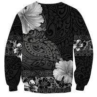Hawaii Hibiscus With Black Polynesian Pattern Sweatshirt LT05 - Polynesian Pride