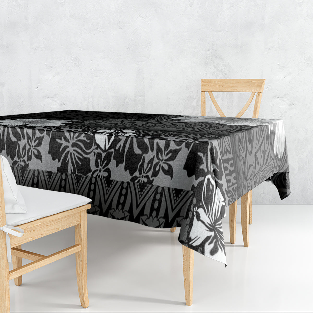 Hawaii Hibiscus With Black Polynesian Pattern Tablecloth LT05 - Polynesian Pride