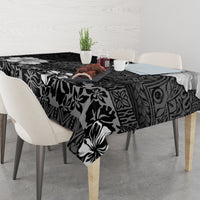 Hawaii Hibiscus With Black Polynesian Pattern Tablecloth LT05 - Polynesian Pride